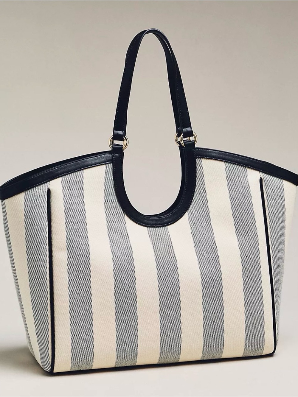Shiraleah for Anthropologie Positano Black and Cream Striped Tote